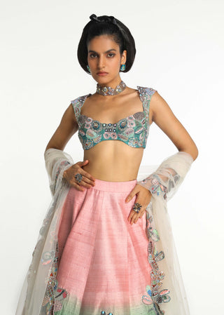 Azurena Aurora Embellished Lehenga Set by Aisha Rao, available on Indiaspopup.com