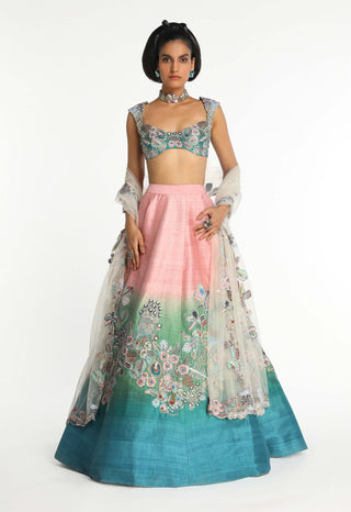 Azurena Aurora Embellished Lehenga Set by Aisha Rao, available on Indiaspopup.com