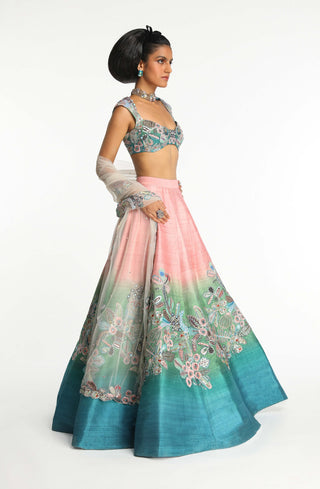 Azurena Aurora Embellished Lehenga Set by Aisha Rao, available on Indiaspopup.com