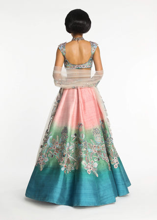 Azurena Aurora Embellished Lehenga Set by Aisha Rao, available on Indiaspopup.com