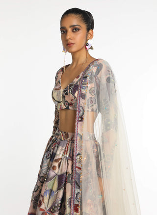 Iriscent Mist Purple Lehenga Set by Aisha Rao, available on Indiaspopup.com