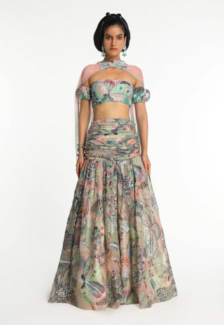 Lucid Aurora Printed Skirt Set by Aisha Rao, available on Indiaspopup.com