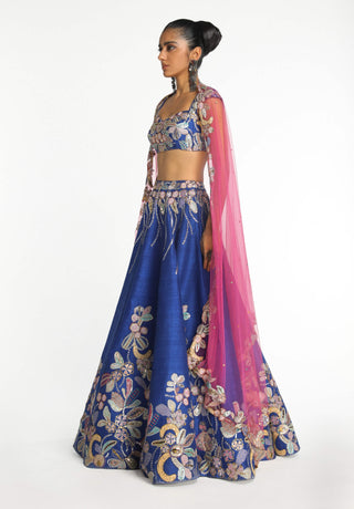 Cobaltine Electric Blue Lehenga Set by Aisha Rao, available on Indiaspopup.com