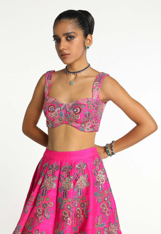 Blushique Hot Pink Lehenga Set by Aisha Rao, available on Indiaspopup.com