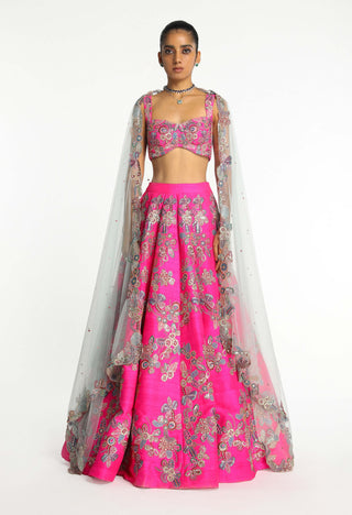 Blushique Hot Pink Lehenga Set by Aisha Rao, available on Indiaspopup.com