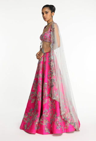 Blushique Hot Pink Lehenga Set by Aisha Rao, available on Indiaspopup.com