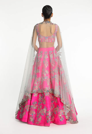 Blushique Hot Pink Lehenga Set by Aisha Rao, available on Indiaspopup.com