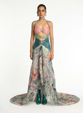 Enchante Pop Printed Gown by Aisha Rao, available on Indiaspopup.com