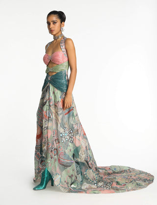 Enchante Pop Printed Gown by Aisha Rao, available on Indiaspopup.com