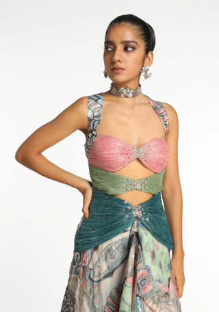 Enchante Pop Printed Gown by Aisha Rao, available on Indiaspopup.com