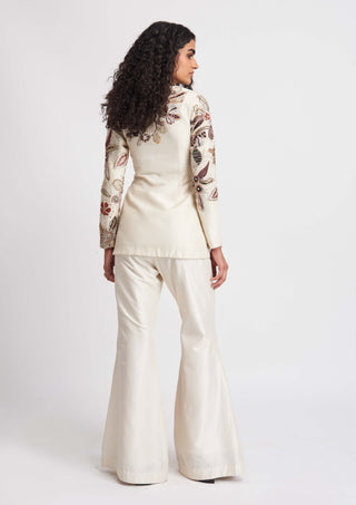 Aisha Rao-Alabaster Ivory Top And Pant Set-INDIASPOPUP.COM