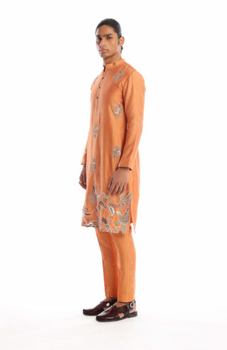Aisha Rao Men-Oasis Persian Orange Kurta And Pants-INDIASPOPUP.COM