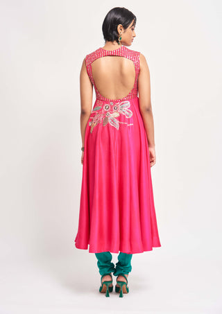 Aisha Rao-Cerise Pink Anarkali Set-INDIASPOPUP.COM