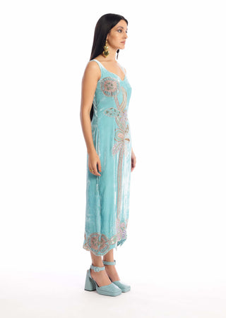 Aisha Rao-Synergy Pacific Blue Gown-INDIASPOPUP.COM