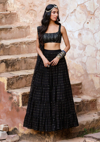 Chamee And Palak-August Black Sequin Skirt Set-INDIASPOPUP.COM