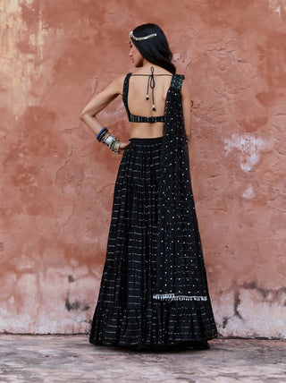 Chamee And Palak-August Black Sequin Skirt Set-INDIASPOPUP.COM