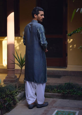 Jaisalmer Slate Gray Kurta And Salwar by Ankit V Kapoor available on Indiaspopup.com