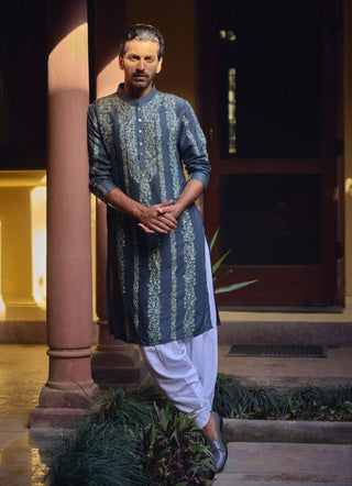 Jaisalmer Slate Gray Kurta And Salwar by Ankit V Kapoor available on Indiaspopup.com