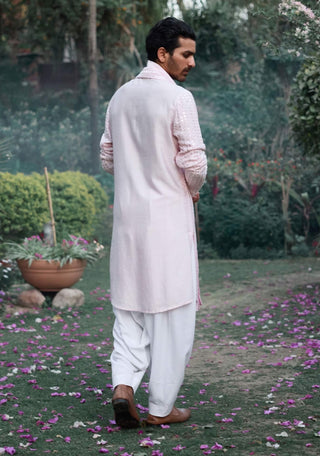 Jalalgarh Powder Pink Kurta Set by Ankit V Kapoor available on Indiaspopup.com