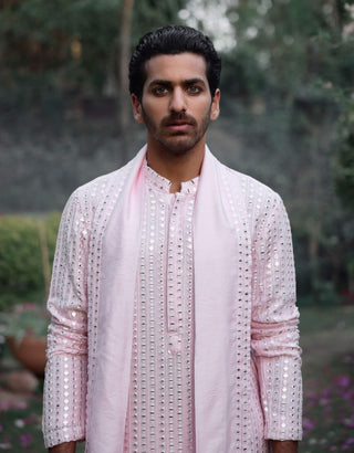 Jalalgarh Powder Pink Kurta Set by Ankit V Kapoor available on Indiaspopup.com