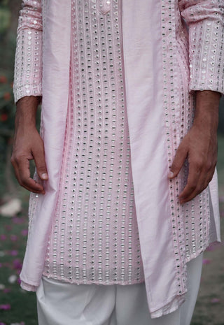 Jalalgarh Powder Pink Kurta Set by Ankit V Kapoor available on Indiaspopup.com