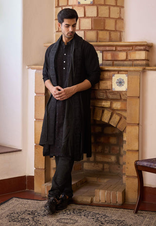 Ranjit Black Embroidery Kurta Set by Ankit V Kapoor available on Indiaspopup.com