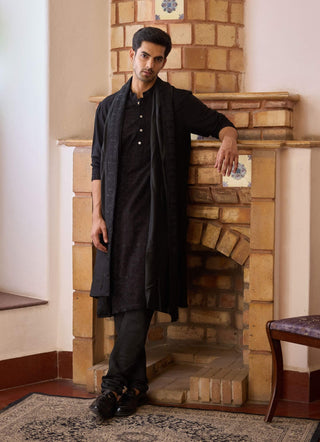 Ranjit Black Embroidery Kurta Set by Ankit V Kapoor available on Indiaspopup.com