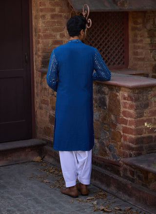 Umaid Electric Blue Kurta Set by Ankit V Kapoor available on Indiaspopup.com