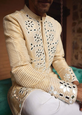 Juna Mahal Gold Kurta And Salwar by Ankit V Kapoor available on Indiaspopup.com