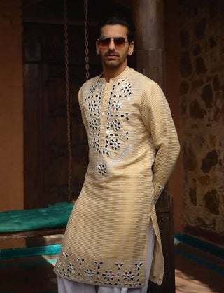 Juna Mahal Gold Kurta And Salwar by Ankit V Kapoor available on Indiaspopup.com