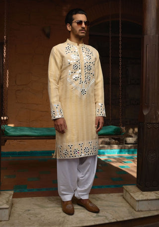 Juna Mahal Gold Kurta And Salwar by Ankit V Kapoor available on Indiaspopup.com