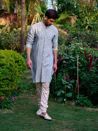 Mandawa Ash Gray Kurta And Churidar by Ankit V Kapoor available on Indiaspopup.com