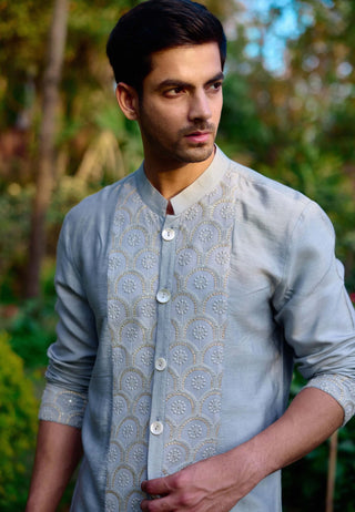 Mandawa Ash Gray Kurta And Churidar by Ankit V Kapoor available on Indiaspopup.com