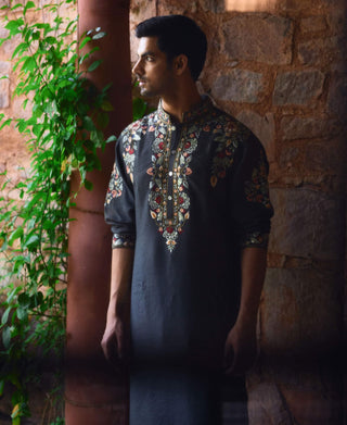 Asirgarh slate gray kurta and salwar