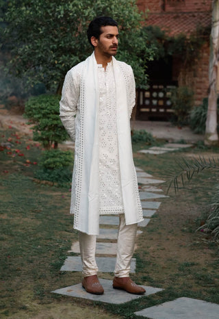 Ranbir Ivory Kurta Set by Ankit V Kapoor available on Indiaspopup.com