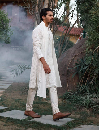 Ranbir Ivory Kurta Set by Ankit V Kapoor available on Indiaspopup.com