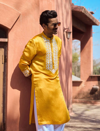 Mehrangarh Mustard Kurta And Salwar by Ankit V Kapoor available on Indiaspopup.com