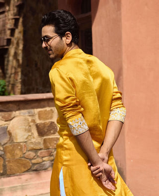 Mehrangarh Mustard Kurta And Salwar by Ankit V Kapoor available on Indiaspopup.com