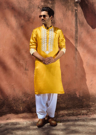 Mehrangarh Mustard Kurta And Salwar by Ankit V Kapoor available on Indiaspopup.com