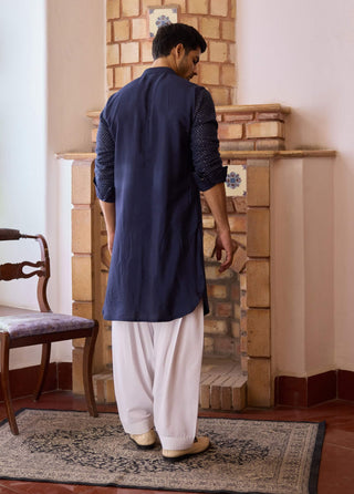 Fateh Navy Blue Kurta And Salwar by Ankit V Kapoor available on Indiaspopup.com