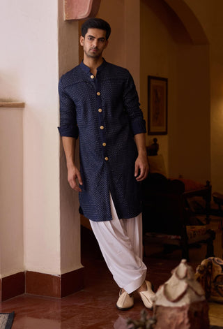 Fateh Navy Blue Kurta And Salwar by Ankit V Kapoor available on Indiaspopup.com