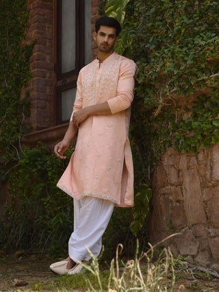 Rambagh Peach Kurta And Salwar by Ankit V Kapoor available on Indiaspopup.com