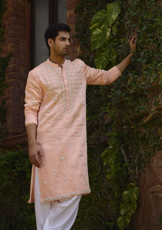 Rambagh Peach Kurta And Salwar by Ankit V Kapoor available on Indiaspopup.com