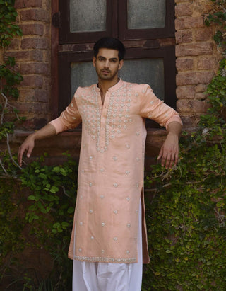 Rambagh Peach Kurta And Salwar by Ankit V Kapoor available on Indiaspopup.com