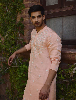 Rambagh Peach Kurta And Salwar by Ankit V Kapoor available on Indiaspopup.com