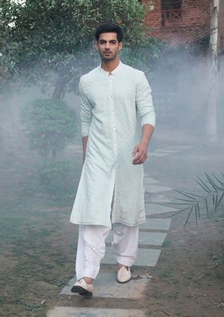 Hawa Mahal Powder Blue Kurta And Salwar by Ankit V Kapoor available on Indiaspopup.com