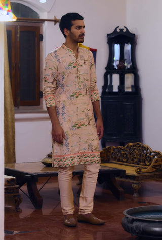 Amer Powder Pink Kurta And Churidar by Ankit V Kapoor available on Indiaspopup.com