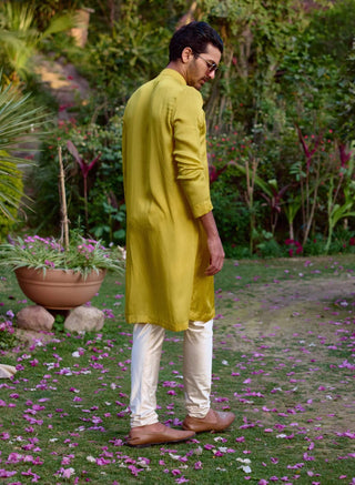 Fatehgarh Yellow Kurta And Churidar by Ankit V Kapoor available on Indiaspopup.com