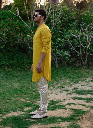 Dholpur Mustard Kurta And Churidar by Ankit V Kapoor available on Indiaspopup.com