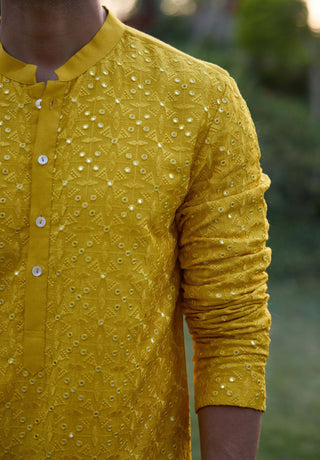 Dholpur Mustard Kurta And Churidar by Ankit V Kapoor available on Indiaspopup.com